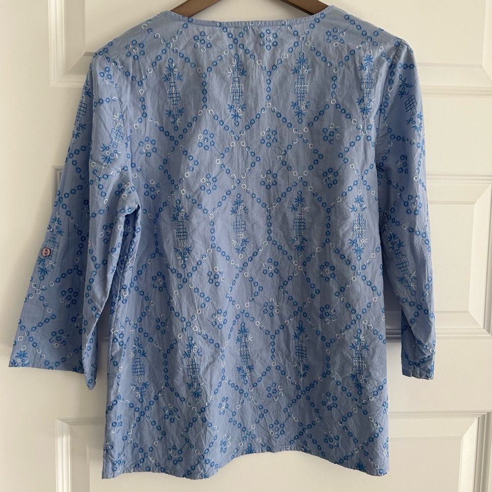 Chicos Embroidered Top Blue Size 4 US 0 Chicos - Picture 7 of 11